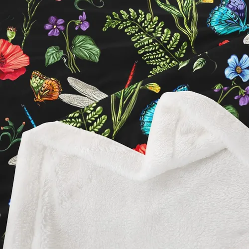 Miniatura 6 de Manta de vellón con diseño de libélula, diseño rústico de amapola en acuarela para adultos y adolescentes, decoración de habitación de animales