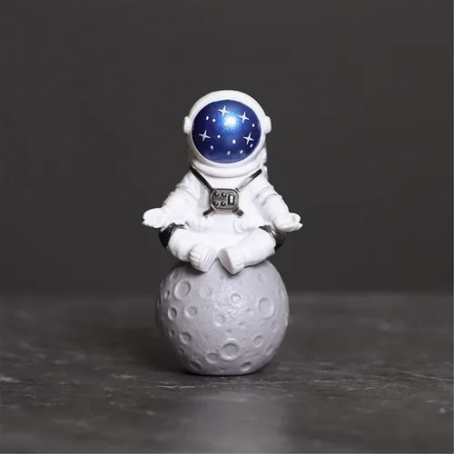 Miniatura 3 de Juego de 4 estatuas de astronauta azul y blanco, figuras de escultura de astronauta espacial, decoración temática del espacio exterior para cuarto