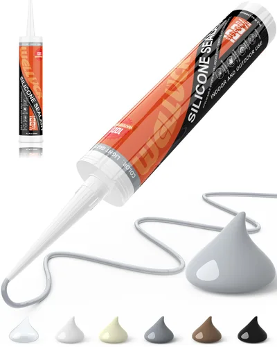 Miniatura 9 de WELLUCK Masilla de Silicona Color Almendra, Sellador de Silicona para Calafateo 100% Impermeable, Cartucho Flexible Adhesivo para Cocina, Baño