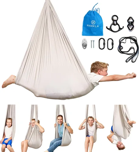 Miniatura 11 de Harkla Columpio sensorial para niños y adultos, soporta 300 libras, columpio sensorial para interiores y exteriores para un efecto calmante similar