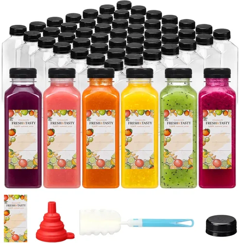 Miniatura 22 de TOMNK 12pcs 2oz Plastic Shot Juice Bottles with Caps, Reusable Clear Bulk Beverage Containers for Ginger Shot, Juice, Milk and Other Beverages