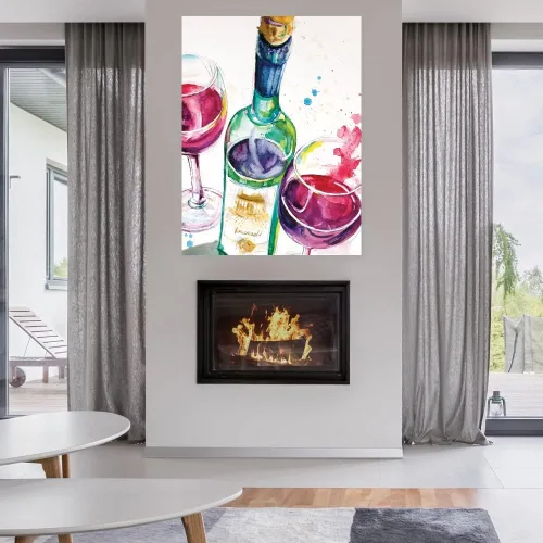 Miniatura 3 de Fine Art Canvas Lienzo decorativo de pared con vino tinto y blanco por la artista Patricia Pinto para sala de estar, dormitorio, baño, cocina