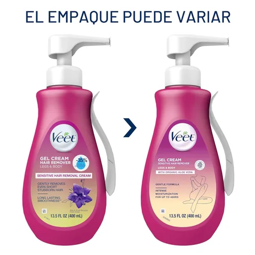 Miniatura 8 de Depilatorio, Crema depilatoria Veet Gel Sensitive, 13.5 onzas, Fórmula sensible con Aloe Vera y Vitamina E (paquete de 1)