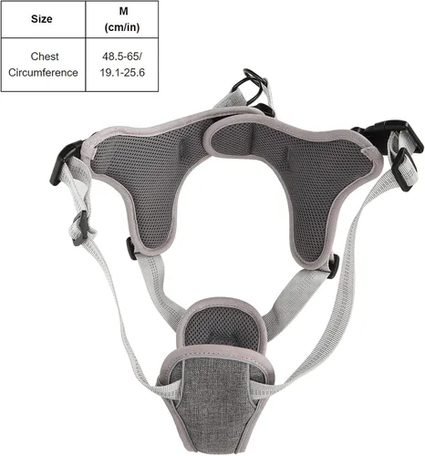 Miniatura 2 de No Pull Dog Harness, Adjustable Reflective Pet Vest for Large Medium Dogs, Grey Polyester Nylon Chest Back Strap for Outdoor Walking (M)