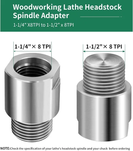 Miniatura 2 de Adaptador de Eje de Cabeza de Torno, Convierte de 1-1/4" x 8TPI a 1-1/2" x 8TPI para Torno de Carpintería