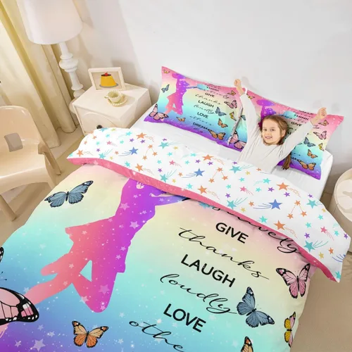 Miniatura 8 de Erosebridal Juego de funda de edredón negra mágica para niñas, tamaño individual, diseño de princesita para niños pequeños, funda de edredón rosa