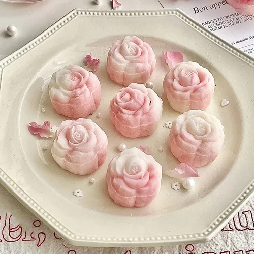 Miniatura 4 de Moldes de silicona para rosas, 5 paquetes, molde antiadherente para cubitos de hielo de flores de rosas de 6 cavidades para dulces, jabón, cupcakes