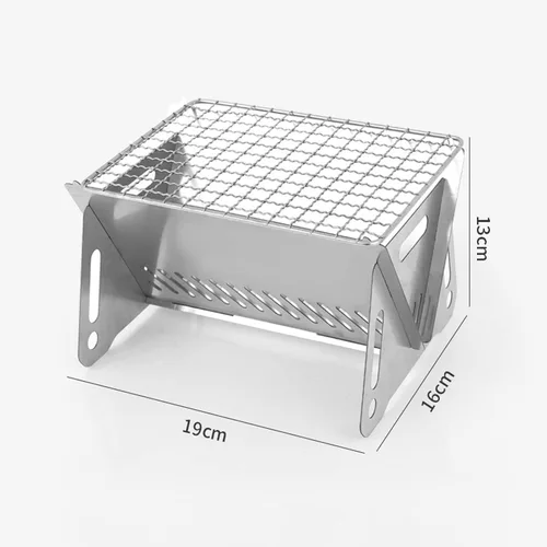 Miniatura 3 de Estufa de leña pequeña para acampar con parrilla de malla para mochileros al aire libre tipo tarjeta desmontable Quemador Solo acero inoxidable
