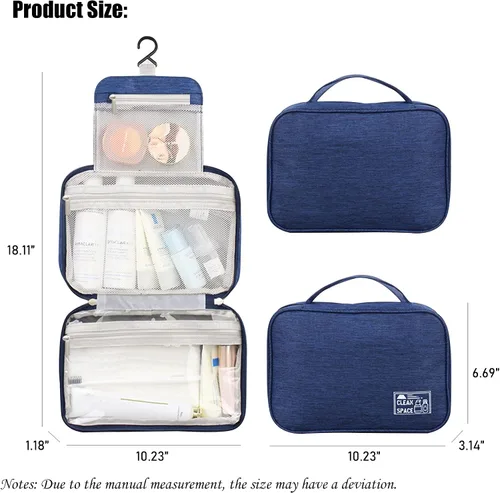 Miniatura 2 de Bolsa de aseo colgante, bolsa de viaje de gran capacidad para artículos de tocador, tela Oxford impermeable, organizador de maquillaje, bolsa