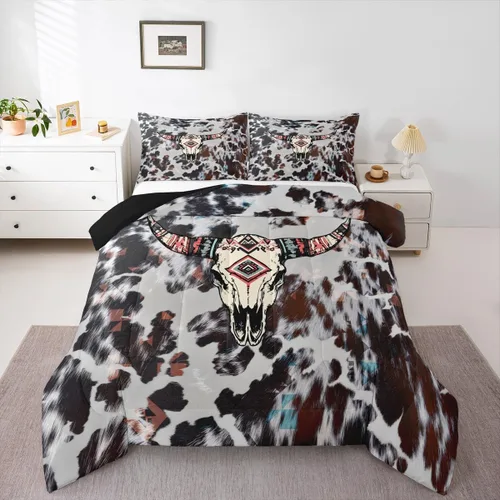Miniatura 39 de Erosebridal - Juego de ropa de cama estilo tribal bohemio azteca, edredón con estampado étnico blanco y negro, bohemio, tamaño King, juego de Multi