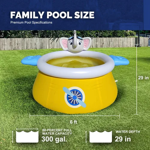 Miniatura 6 de DIMAR GARDEN Piscina inflable de espray de piscina de 6 pies x 29 pulgadas, piscina de elefante redonda al aire libre con anillo superior de aire