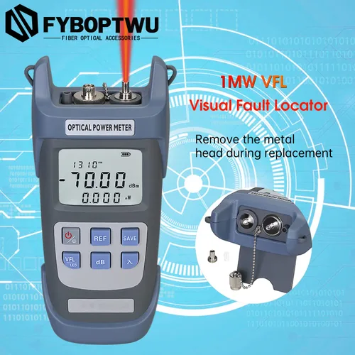 Miniatura 8 de 1pc 3 en 1 función probador de fibra óptica medidor de potencia óptica portátil (FC/SC/ST) y localizador visual de fallas VFL 1mw y LED, OPM