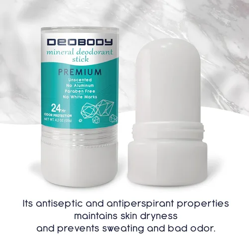 Miniatura 6 de Desodorante Natural de Cristal de Aluminio en Piedra. (120gr / 4.25Oz) Para Hombres y Mujeres. Antiperspirante para Sudor Fuerte de Axilas y Pies.