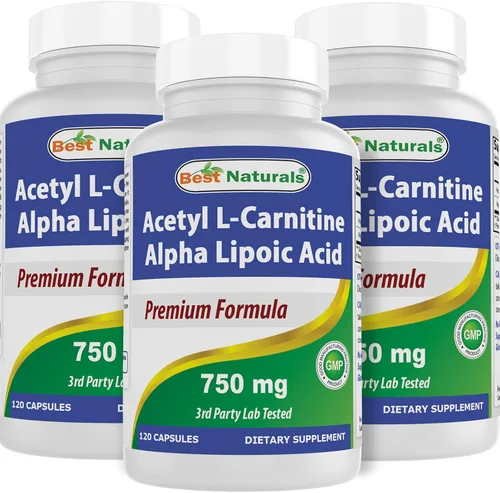 Best Naturals Acetil L-carnitina y ácido alfa lipoico 750 mg 120 cápsulas (120 unidades (paquete de 3))