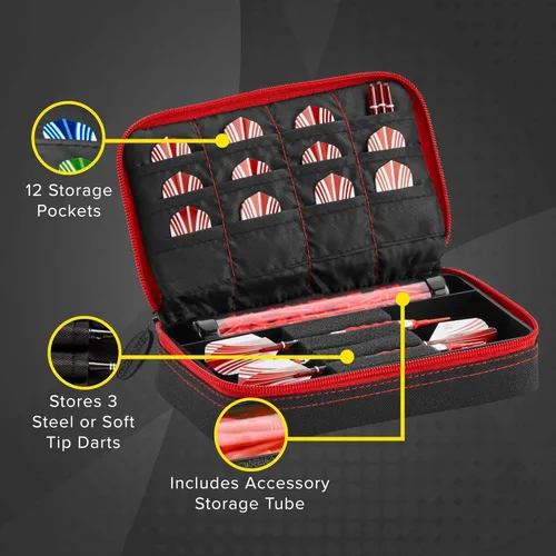 Miniatura 3 de Casemaster Plazma - Estuche para dardos de punta suave y de acero, tiene capacidad para 3 dardos y cuenta con tubo de almacenamiento integrado