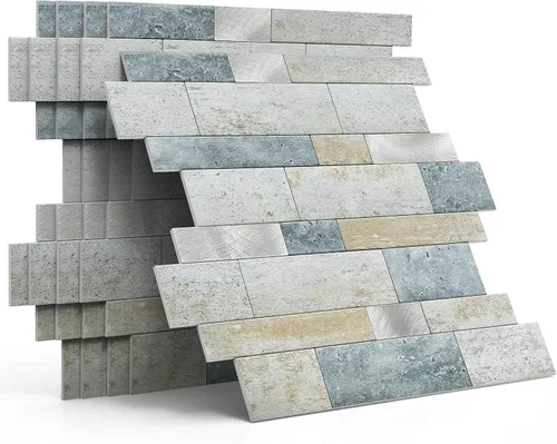 Miniatura 11 de Azulejo protector contra salpicaduras para cocina, despegar y pegar, acabado mate de piedra, pegatinas de azulejos para baño, panel de pared 3D