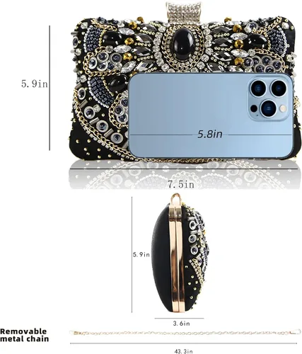 Miniatura 5 de BESTYROCLY Clutch Purses for Women and Rhinestone Beaded Bag Evening Handbag for Bride