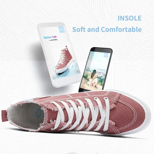 Miniatura 11 de Obtaom Zapatos de lona de alta calidad para mujer/hombre para jugar a media pantorrilla, zapatillas de deporte de moda casuales con cordones de alta