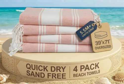 Miniatura 53 de LANE LINEN - Paquete de 4 toallas de playa de gran tamaño, toalla de piscina prelavada, extragrande, de secado rápido y sin arena, toalla de viaje