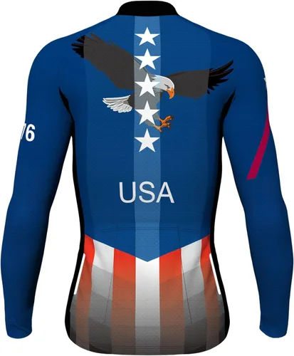 Miniatura 2 de Lo.gas Camiseta de ciclismo de EE. UU. para hombre, manga corta, para ciclismo, con bandera estadounidense, ropa de bicicleta de carretera