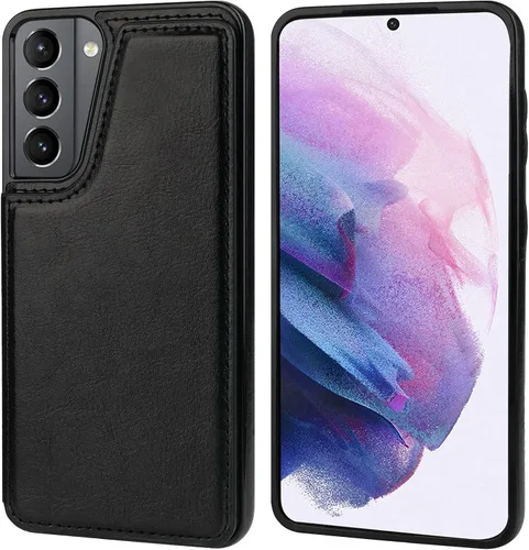 Miniatura 3 de ONETOP - Funda tipo cartera compatible con Samsung Galaxy S21 con soporte para tarjetas, funda de piel sintética con ranuras para tarjetas, doble