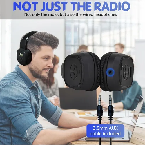 Miniatura 6 de SWDSTP Auriculares de radio FM personales portátiles con buena recepción, pantalla LED, orejeras suaves, radio FM para caminar, trotar, reunión