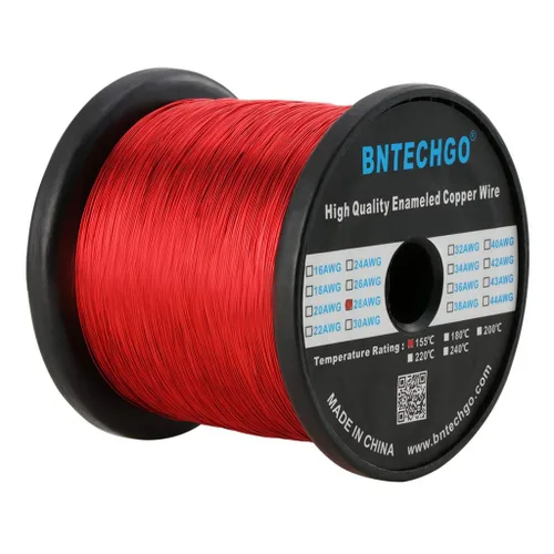 Miniatura 33 de BNTECHGO - Alambre magnético de 26 AWG, cable de cobre esmaltado para bobinado, 4 onzas, 0.0157 pulgadas de diámetro, 1 bobina de color rojo, Rojo 4