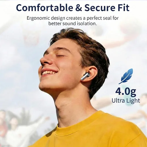 Miniatura 5 de Auriculares inalámbricos Bluetooth, pantalla de alimentación LED con funda de carga inalámbrica, reproducción de 35 horas, IPX4 impermeable