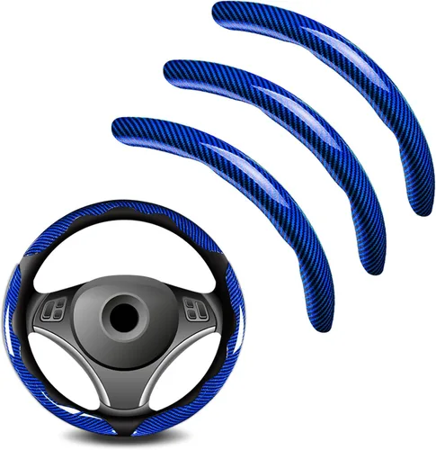 Miniatura 15 de 3 piezas de funda universal para volante de fibra de carbono - Diseño antideslizante y segmentado, protector de volante universal duradero al 99%