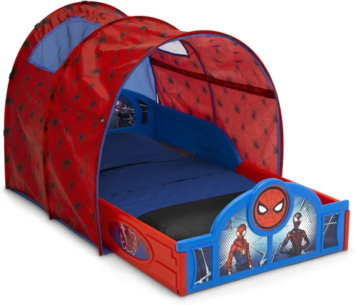 Miniatura 11 de Delta Children - Cama para dormir y jugar para niños pequeños con tienda de campaña, Mickey Mouse de Disney, Azul/Rojo
