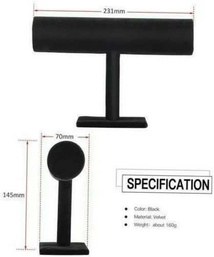 Miniatura 4 de ARTIBETTER Torre de exhibición para soporte de barra en T de estante negro, soportes para joyería de nivel simple, organizador desmontable negro
