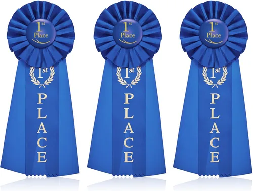 Lewtemi 3 paquetes de cintas de roseta con el premio de cinta azul del primer lugar, ganador del premio de la victoria Premio de reconocimiento de