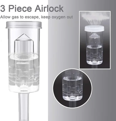 Miniatura 4 de Airlock de 3 piezas, paquete de 4 con 4 tapones #6 y 8 ojales, kit de fermentación Airlock cerveza, vino y kombucha, Carboy Airlock FDA