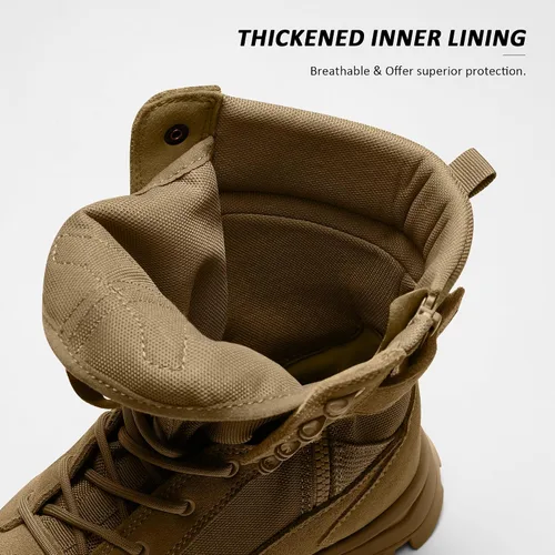 Miniatura 5 de Coostar Botas tácticas para hombre, ligeras, botas de combate militar, botas de trabajo con cremallera lateral, botas de motocicleta, para Coyote