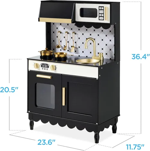 Miniatura 9 de Best Choice Products Juego de cocina para niños pequeños, casa de campo de madera para niños con 5 accesorios, almacenamiento de juguetes, borde