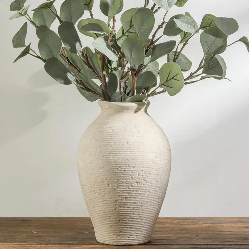 Vanselia Florero de cerámica para decoración del hogar, jarrones de mesa grandes de granja, rústico, vintage, sala de estar, cocina, dormitorio,