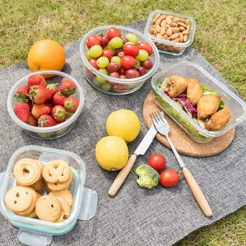 Miniatura 6 de Bayco Contenedores de vidrio para almacenamiento de alimentos con tapas, 24 piezas, preparación de comidas, cajas Bento herméticas, a prueba