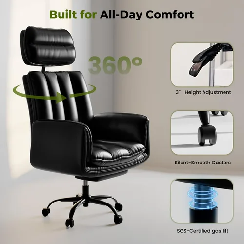 Miniatura 8 de HOMRELEXA Silla de oficina Criss Cross con reposabrazos y ruedas, cómoda silla grande y alta, sillas ejecutivas ergonómicas para computadora de Rosa
