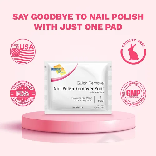 Miniatura 6 de Diamond Wipes Toallitas removedoras de esmalte de uñas con aloe vera, almohadillas quitaesmalte de uñas de acetona, 50 toallitas envueltas