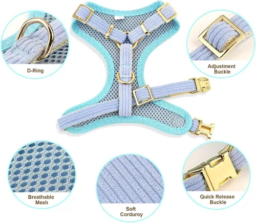 Miniatura 5 de Didog Lindo Arnés para Perro Pequeño con Collar y Correa con Moño, Arnés para Cachorros de Malla Suave y Transpirable Acolchado, Arnés para Perros
