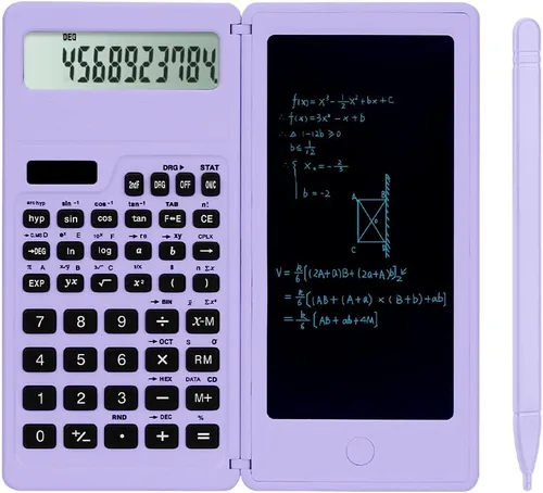 Miniatura 7 de Calculadoras científicas, calculadora para la escuela, pantalla grande de 10 dígitos, Calculadora científica con bloc de notas, calculadora de Negro
