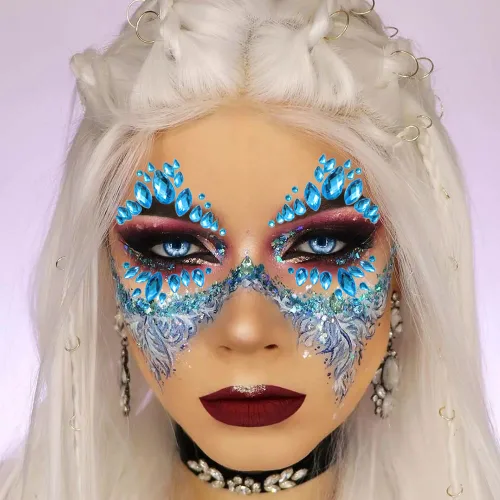 Miniatura 2 de 6 hojas de joyas para la cara, gemas para la cara, diamantes de imitación autoadhesivos para maquillaje, accesorios para disfraces de festivales