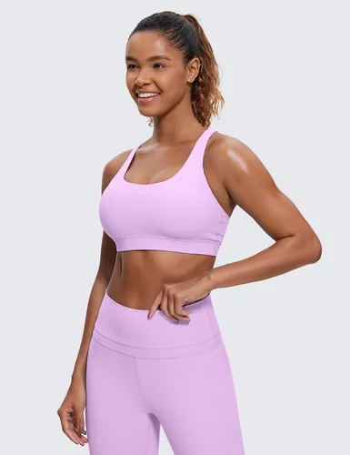 Miniatura 2 de CRZ YOGA - Top deportivo con tirantes delgados para mujer, brasier deportivo acolchado para yoga, entrenamiento y fitness, con espalda cruzada