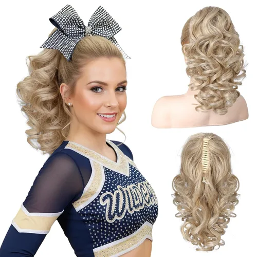 Miniatura 9 de REECHO Extensión de Cola de Caballo de 12", Clásica Suelta Rizada Ondulada con Clip de Garra, Extensiones de Cabello de Colas de Caballo para Mujer