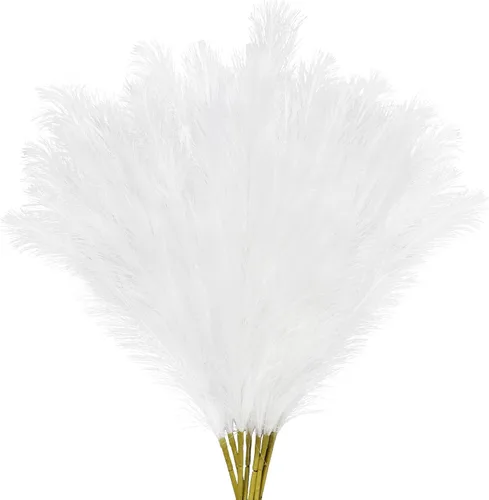 Miniatura 15 de obbsie 50 piezas de decoración de hierba de pampa falsa naranja quemado, 21.6 pulgadas de hierba pomposa artificial corta de otoño, ramas de hierba
