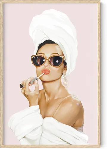 Miniatura 18 de HAUS AND HUES Arte de Pared de Audrey Hepburn – Póster Enmarcado Rosa, Decoración de Maquillaje Glamorosa, Impresión Vogue de Celebridad