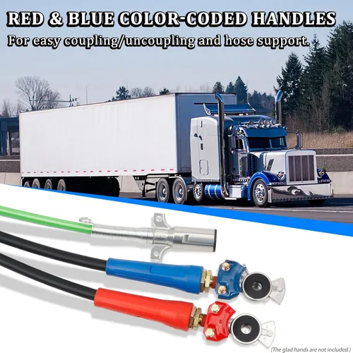 Miniatura 5 de Kit de manguera de aire ABS y energía 3 en 1 de 15 pies, envuelve línea eléctrica de 7 vías líneas de aire de goma para remolque de tractor semi