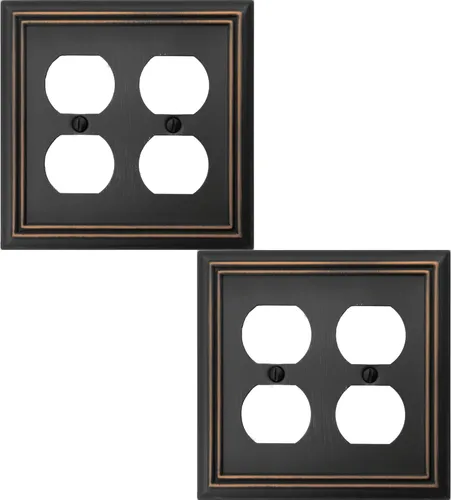 Miniatura 12 de OKAWYC Cubierta de Interruptor de Luz Doble Toggle/Decorador Individual Placa de Pared de Metal Adler, Paquete de 2 Bronce Envejecido 3 Gang