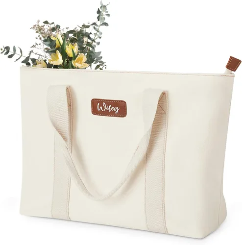 AW BRIDAL Monogram Canvas Tote Bag for Chrismas, Bridal Shower, Retirement, Birthday Gifts for Women Mom Wife Sister Friends