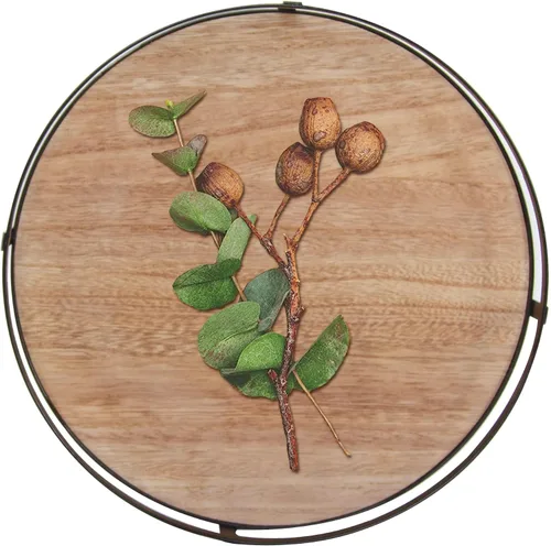 Miniatura 5 de Defined Deco Bandeja decorativa redonda de 12 pulgadas con asa de metal - Bandejas decorativas para decoración del hogar, decoración de sala de Negro